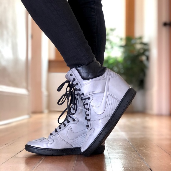 💥NIKE DUNK Sky Hi Wedge Silver Reflective Boots - Picture 6 of 11